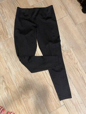 Athleta Black Houndstooth Ribbed Tights